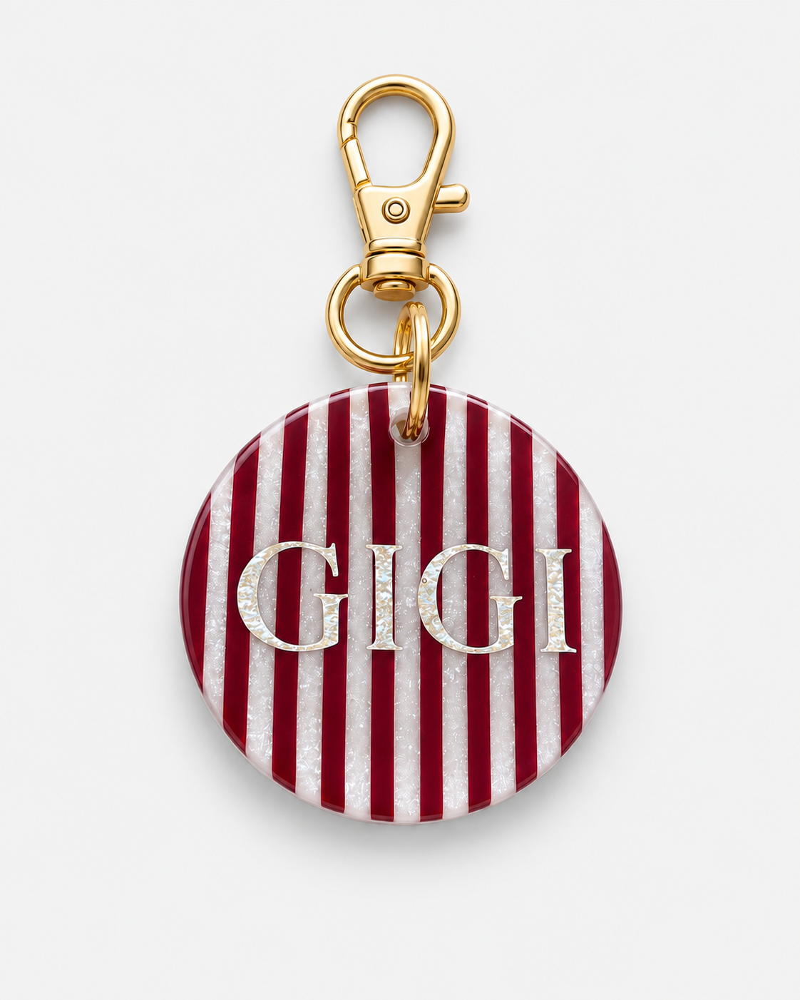 MAISON GIGI | Gepersonaliseerde hondentag Burgundy Stripes