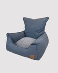 Bau Barù Ischia Denim Grey hondenautostoel van 50 × 50 × 55 cm in grijze denim