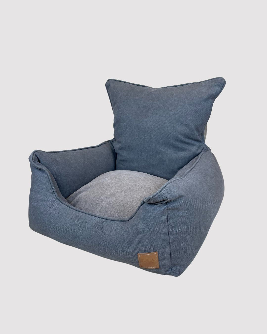 Bau Barù Ischia Denim Grey hondenautostoel van 50 × 50 × 55 cm in grijze denim