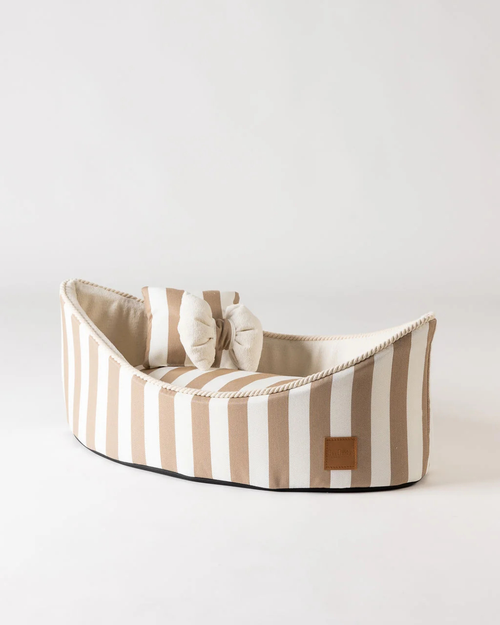 Bau Barù La Barchetta Stripe design hondenmand met verhoogde randen en gestreepte bekleding