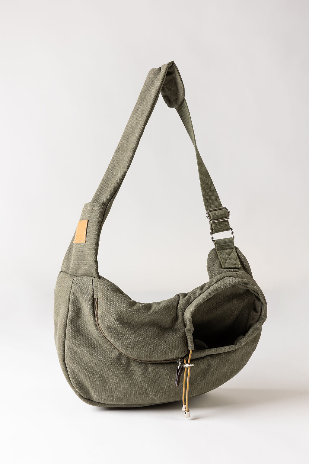 Bau Barù Linus Olive luxe hondendraagtas in Olive Denim voor kleine honden