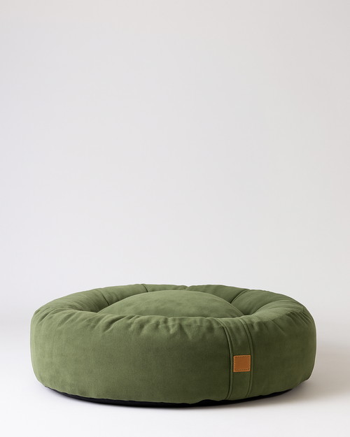 Bau Barù Olga Olive Green luxe ronde hondenmand van 80 cm