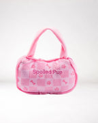 Roze Chewy Vuiton Checker Bag hondenspeeltje met checkerprint