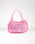 Roze Chewy Vuiton Checker Bag pluche hondenspeeltje met pieper