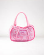 Roze Chewy Vuiton Checker Bag pluche hondenspeeltje met pieper