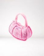 Chewy Vuiton Checker Bag Pink hondenspeeltje zijaanzicht
