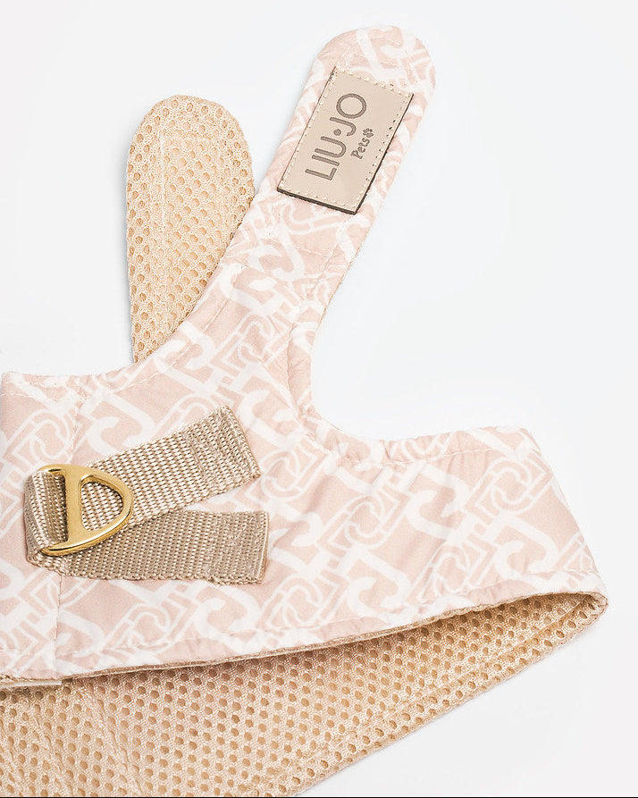 Liu Jo Pets hondentuigje Beige Monogram met zachte meshvoering