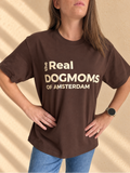 The Real Dogmoms of Amsterdam bruin T-shirt met crème print voor dames | Gigi in Antwerp