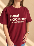 The Real Dogmoms of Amsterdam burgundy T-shirt met crème print voor dames | Gigi in Antwerp
